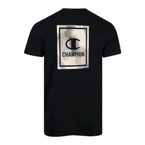 Champion Mens T-Shirt Graphic Logo Print Front & Back Black